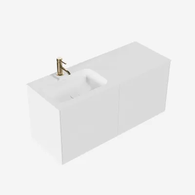 Pulcher Mood 120L Soft - Bathroom furniture 120x46 cm, Matt white w/ SolidTec® sink
