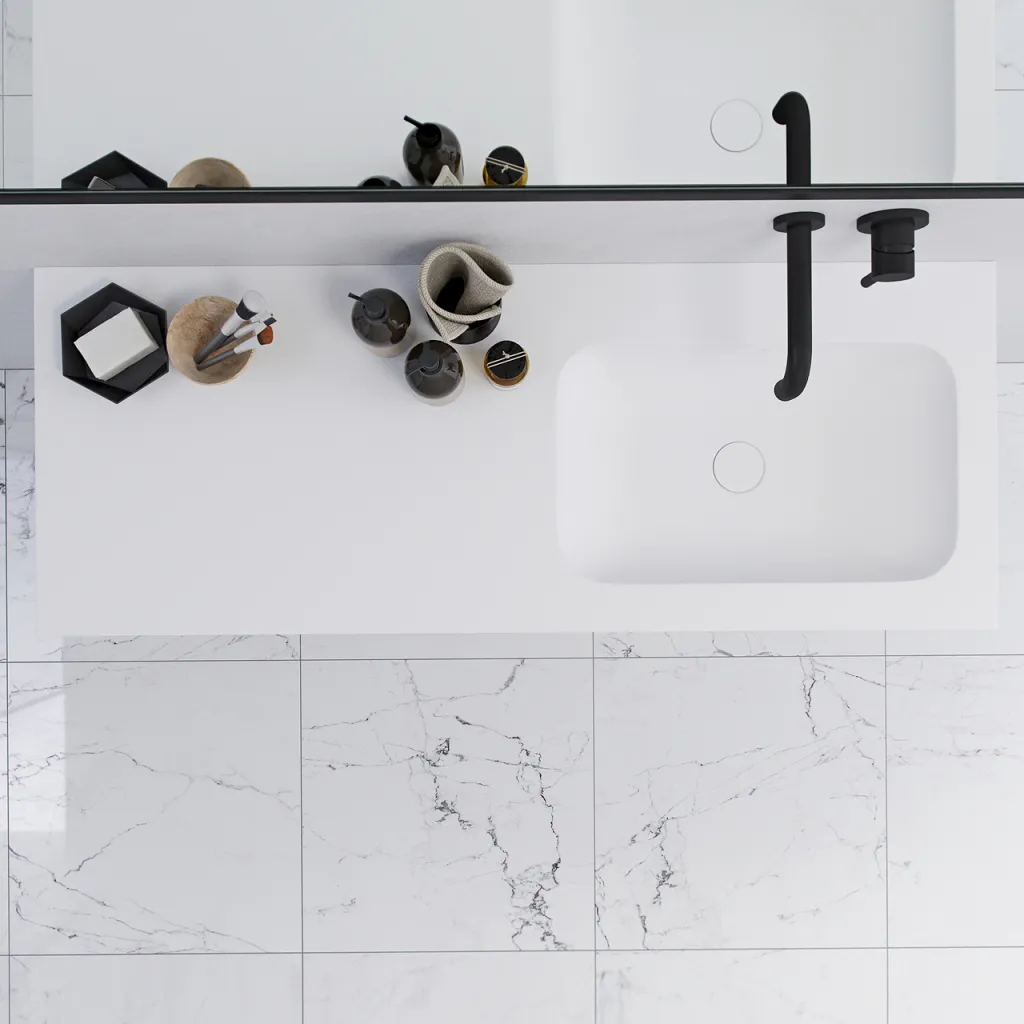 Pulcher Mood 120R Soft - Bathroom furniture 120x46 cm, Matt white w/ SolidTec® sink