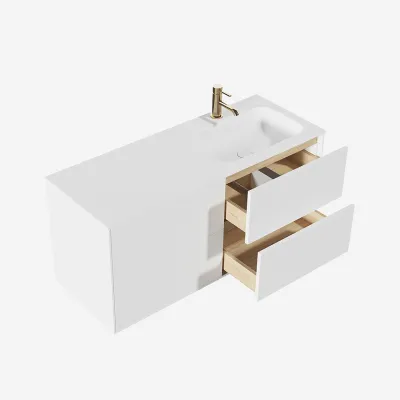 Pulcher Mood 120R Soft - Bathroom furniture 120x46 cm, Matt white w/ SolidTec® sink