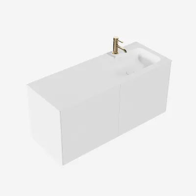 Pulcher Mood 120R Soft - Bathroom furniture 120x46 cm, Matt white w/ SolidTec® sink