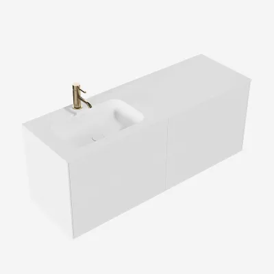 Pulcher Mood 140L Soft - Bathroom furniture 140x46 cm, Matt white w/ SolidTec® sink