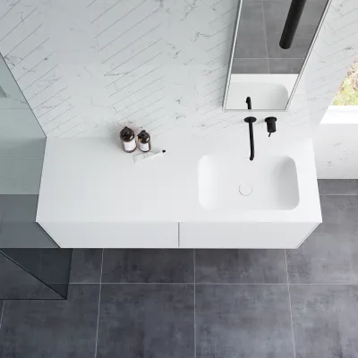 Pulcher Mood 140R Soft - Bathroom furniture 140x46, Matt White SolidTec®