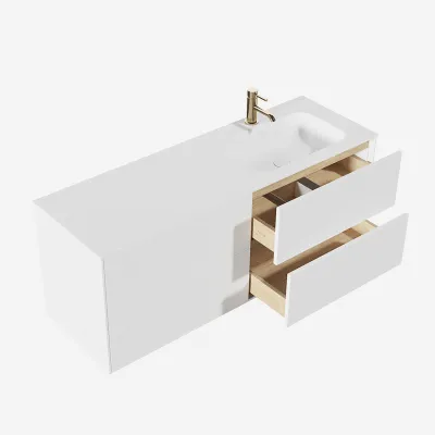Pulcher Mood 140R Soft - Bathroom furniture 140x46, Matt White SolidTec®