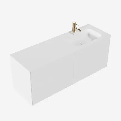 Pulcher Mood 140R Soft - Bathroom furniture 140x46, Matt White SolidTec®