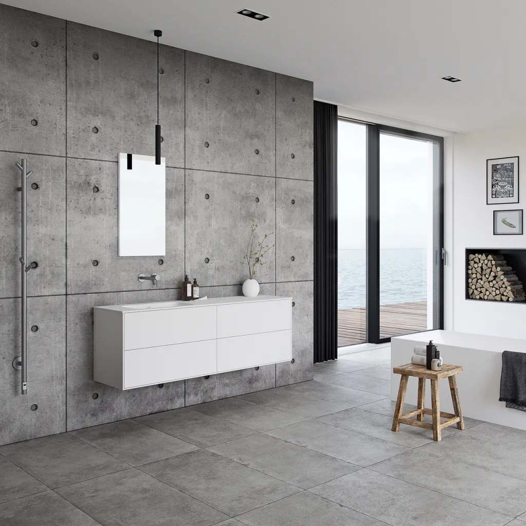 Pulcher Mood 160L Soft - Bathroom furniture 160x46 cm, Matt white w/ SolidTec® sink