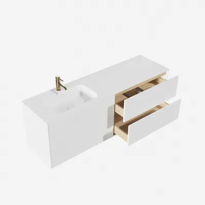 Pulcher Mood 160L Soft - Bathroom furniture 160x46 cm, Matt white w/ SolidTec® sink
