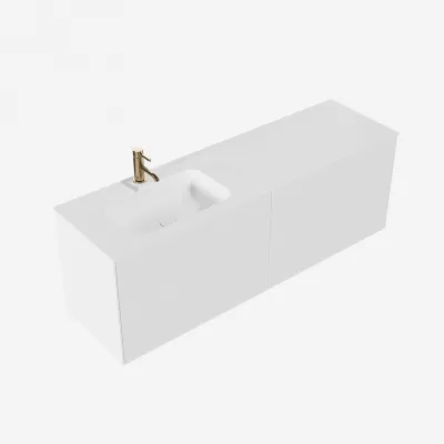 Pulcher Mood 160L Soft - Bathroom furniture 160x46 cm, Matt white w/ SolidTec® sink