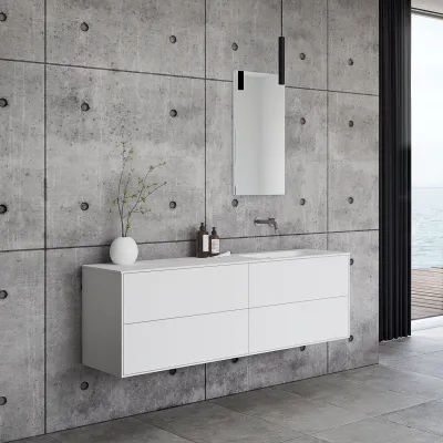 Pulcher Mood 160R Soft - Bathroom furniture 160x46 cm, Matt white w/ SolidTec® sink