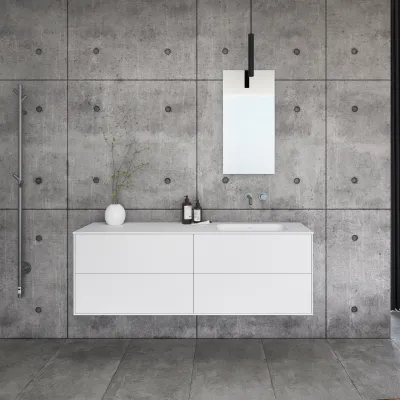 Pulcher Mood 160R Soft - Bathroom furniture 160x46 cm, Matt white w/ SolidTec® sink