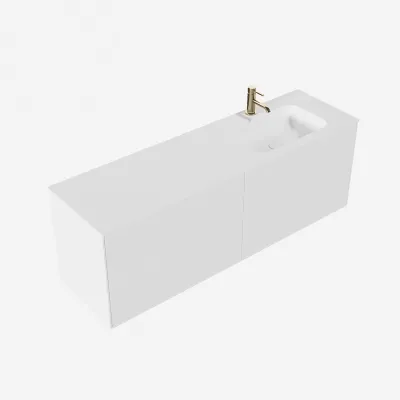 Pulcher Mood 160R Soft - Bathroom furniture 160x46 cm, Matt white w/ SolidTec® sink