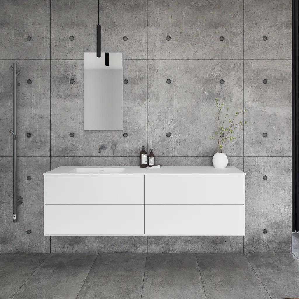 Pulcher Mood 180L Soft - Bathroom furniture 180x46 cm, Matt white w/ SolidTec® sink