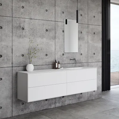 Pulcher Mood 180R Soft - Bathroom furniture 180x46 cm, Matt white w/ SolidTec® sink