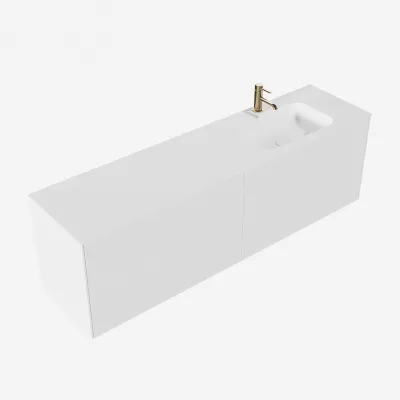 Pulcher Mood 180R Soft - Bathroom furniture 180x46 cm, Matt white w/ SolidTec® sink