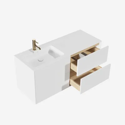 Pulcher Mood 120L Soho - Bathroom furniture 120x46 cm, Matt white w/ SolidTec® sink