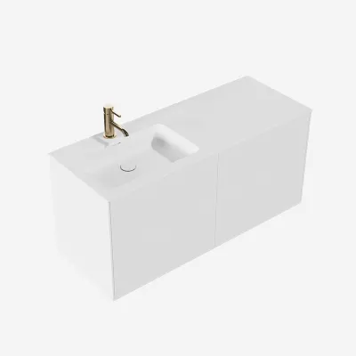 Pulcher Mood 120L Soho - Bathroom furniture 120x46 cm, Matt white w/ SolidTec® sink