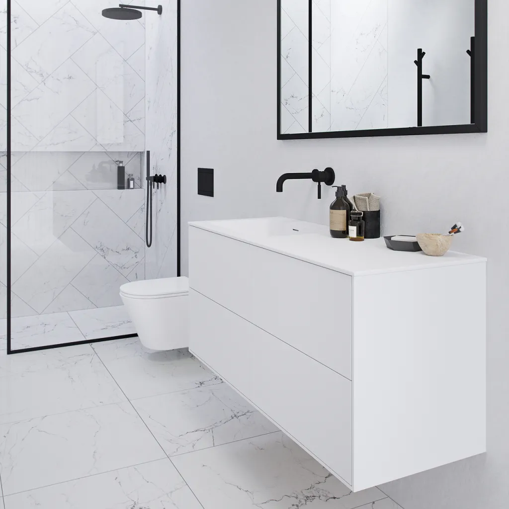 Pulcher Mood 120L Soho - Bathroom furniture 120x46 cm, Matt white w/ SolidTec® sink