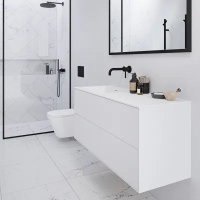 Pulcher Mood 120L Soho - Bathroom furniture 120x46 cm, Matt white w/ SolidTec® sink
