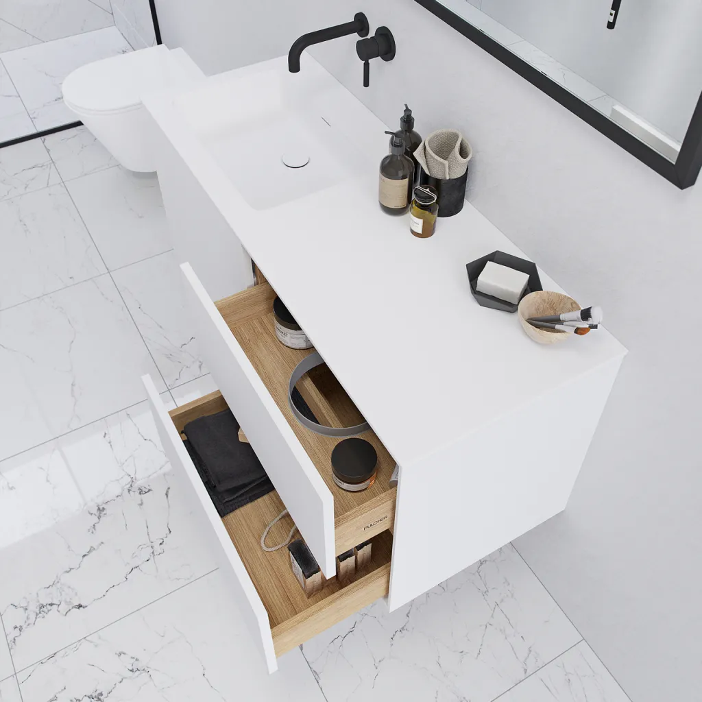 Pulcher Mood 120L Soho - Bathroom furniture 120x46 cm, Matt white w/ SolidTec® sink