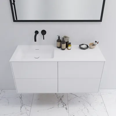 Pulcher Mood 120L Soho - Bathroom furniture 120x46 cm, Matt white w/ SolidTec® sink