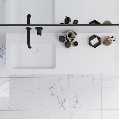 Pulcher Mood 120L Soho - Bathroom furniture 120x46 cm, Matt white w/ SolidTec® sink