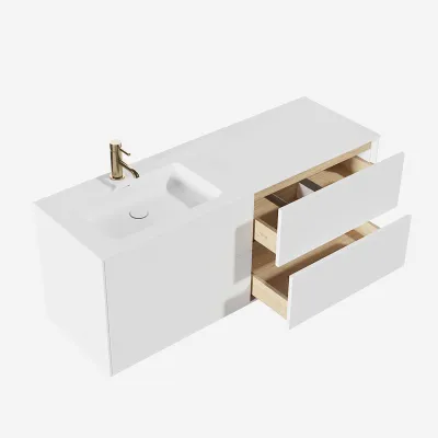 Pulcher Mood 140L Soho - Bathroom furniture 140x46 cm, Matt white w/ SolidTec® sink