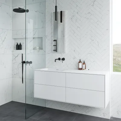 Pulcher Mood 140L Soho - Bathroom furniture 140x46 cm, Matt white w/ SolidTec® sink