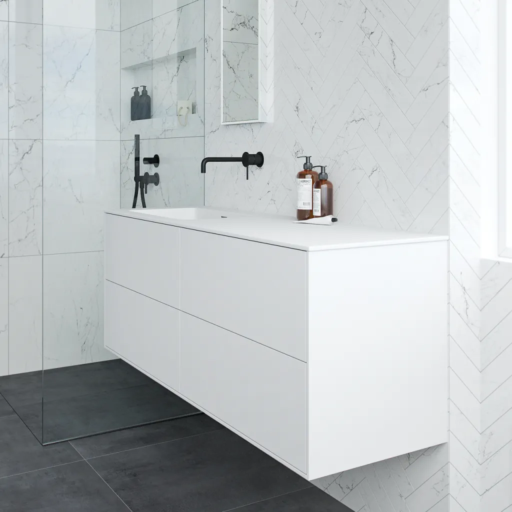 Pulcher Mood 140L Soho - Bathroom furniture 140x46 cm, Matt white w/ SolidTec® sink