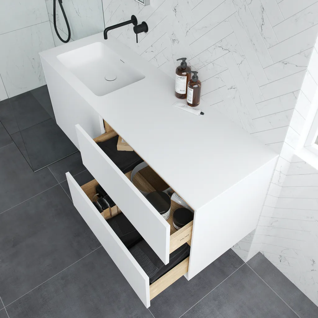 Pulcher Mood 140L Soho - Bathroom furniture 140x46 cm, Matt white w/ SolidTec® sink