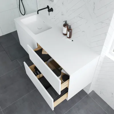Pulcher Mood 140L Soho - Bathroom furniture 140x46 cm, Matt white w/ SolidTec® sink