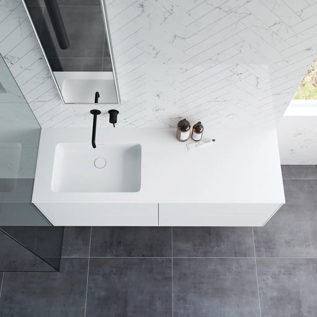 Pulcher Mood 140L Soho - Bathroom furniture 140x46 cm, Matt white w/ SolidTec® sink