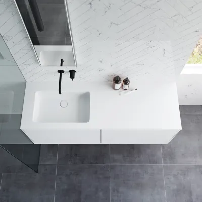 Pulcher Mood 140L Soho - Bathroom furniture 140x46 cm, Matt white w/ SolidTec® sink