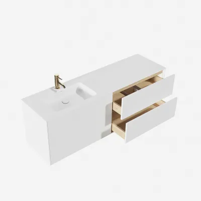Pulcher Mood 160L Soho - Bathroom furniture 160x46 cm, Matt white w/ SolidTec® sink