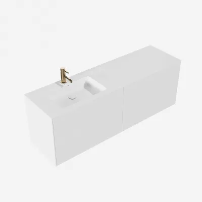 Pulcher Mood 160L Soho - Bathroom furniture 160x46 cm, Matt white w/ SolidTec® sink