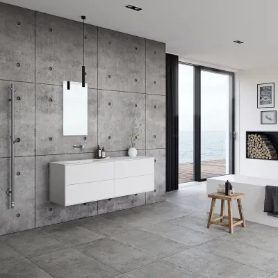 Pulcher Mood 160L Soho - Bathroom furniture 160x46 cm, Matt white w/ SolidTec® sink