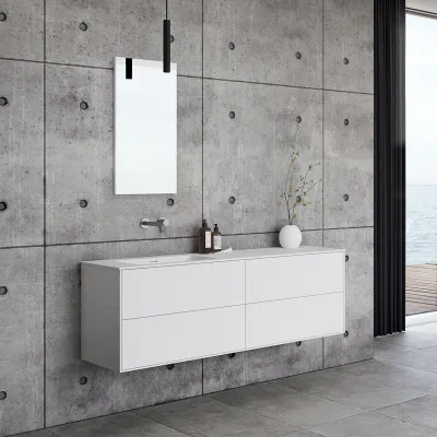 Pulcher Mood 160L Soho - Bathroom furniture 160x46 cm, Matt white w/ SolidTec® sink