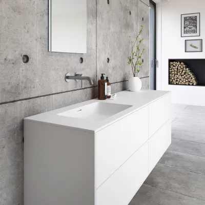 Pulcher Mood 160L Soho - Bathroom furniture 160x46 cm, Matt white w/ SolidTec® sink