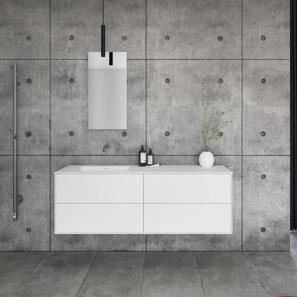 Pulcher Mood 160L Soho - Bathroom furniture 160x46 cm, Matt white w/ SolidTec® sink