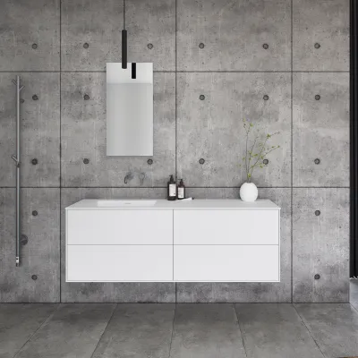 Pulcher Mood 160L Soho - Bathroom furniture 160x46 cm, Matt white w/ SolidTec® sink