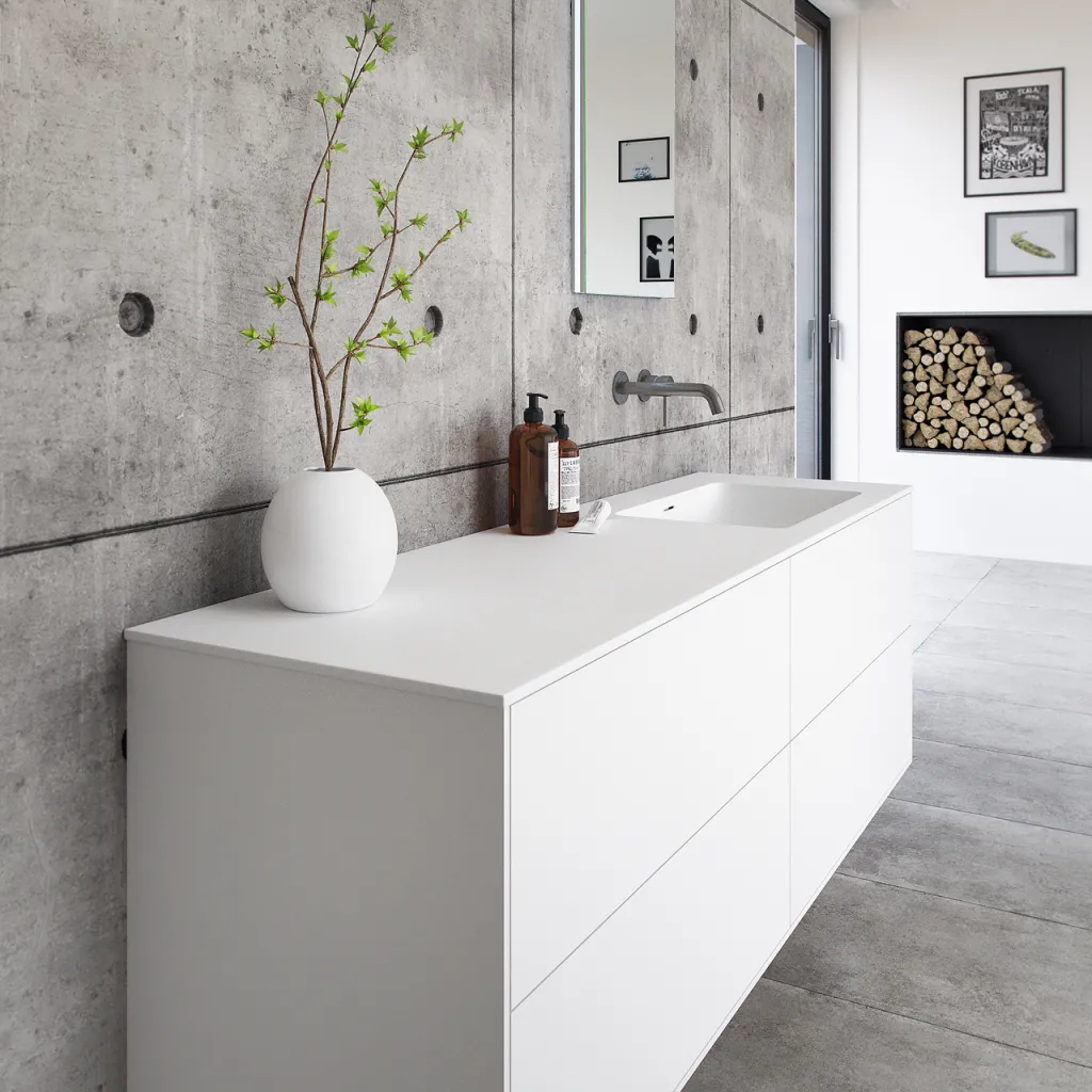 Pulcher Mood 160R Soho - Bathroom furniture 160x46 cm, Matt white w/ SolidTec® sink