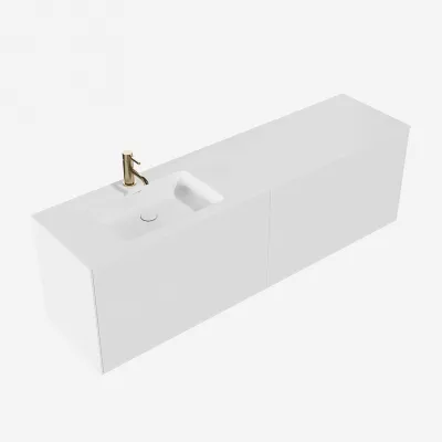 Pulcher Mood 180L Soho - Bathroom furniture 180x46 cm, Matt white w/ SolidTec® sink