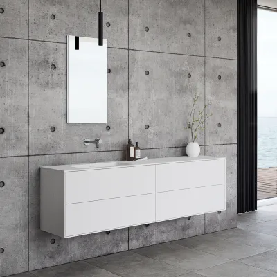 Pulcher Mood 180L Soho - Bathroom furniture 180x46 cm, Matt white w/ SolidTec® sink
