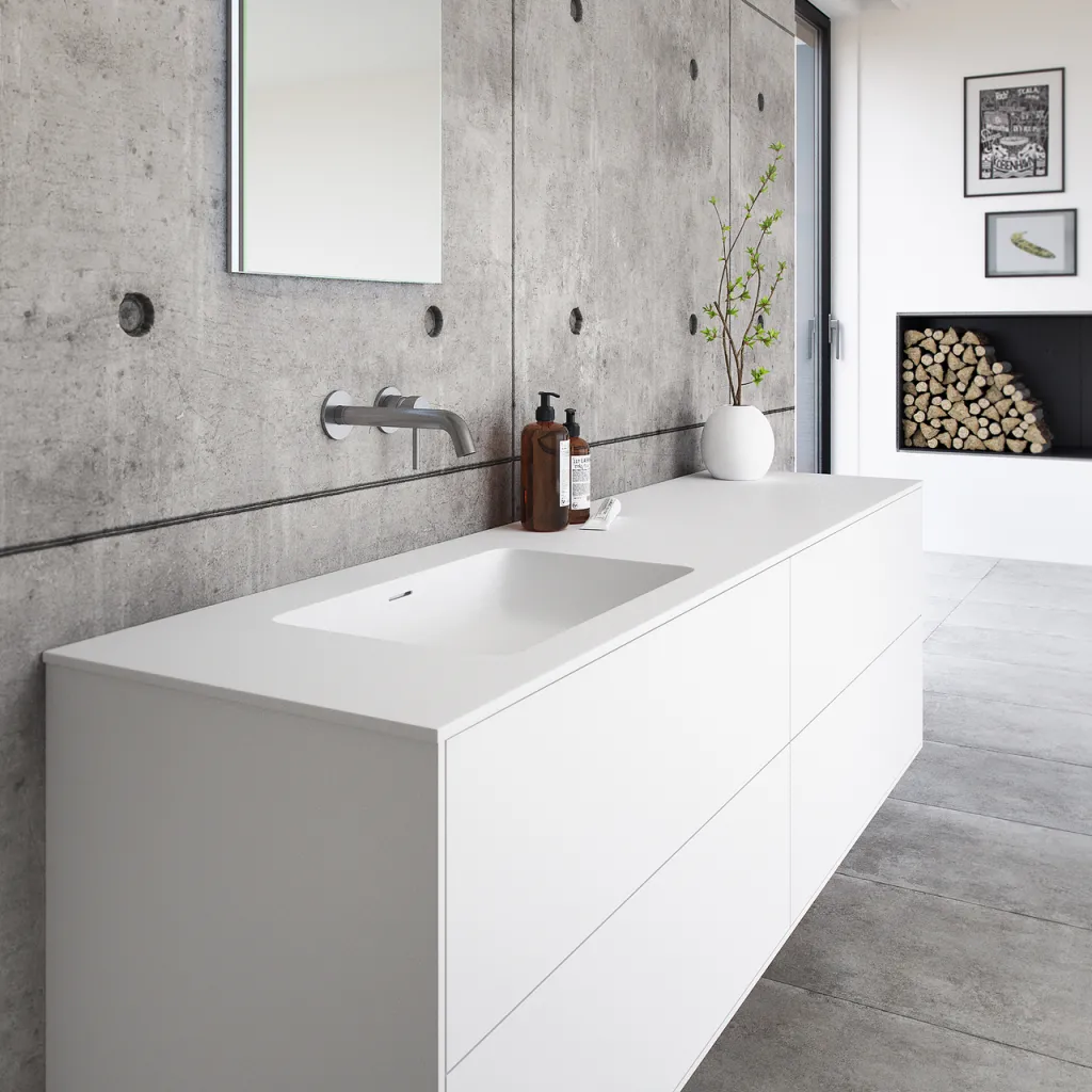 Pulcher Mood 180L Soho - Bathroom furniture 180x46 cm, Matt white w/ SolidTec® sink