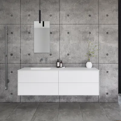 Pulcher Mood 180L Soho - Bathroom furniture 180x46 cm, Matt white w/ SolidTec® sink
