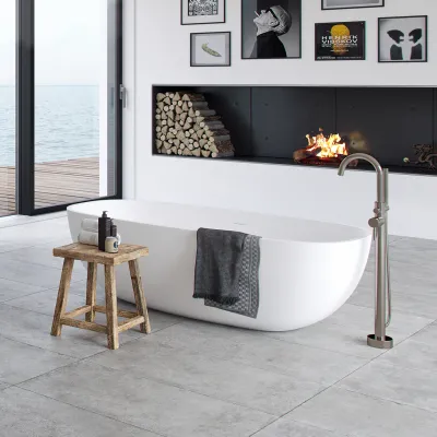 Semplice SBS600 - Freestanding bath mixer, PVD Brushed Steel