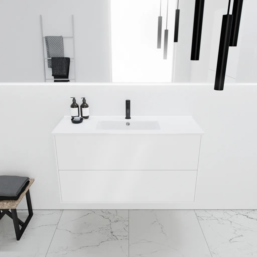 ArkiLife® Cobus ACC1036 CPH Square - Compact bathroom furniture 101x36 cm w/porcelain sink