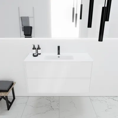 ArkiLife® Cobus ACC1036 CPH Square - Compact bathroom furniture 101x36 cm w/porcelain sink