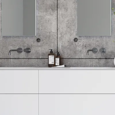 Semplice SHV502 - Single lever washbasin mixer, 22 cm spout, PVD Brushed Steel