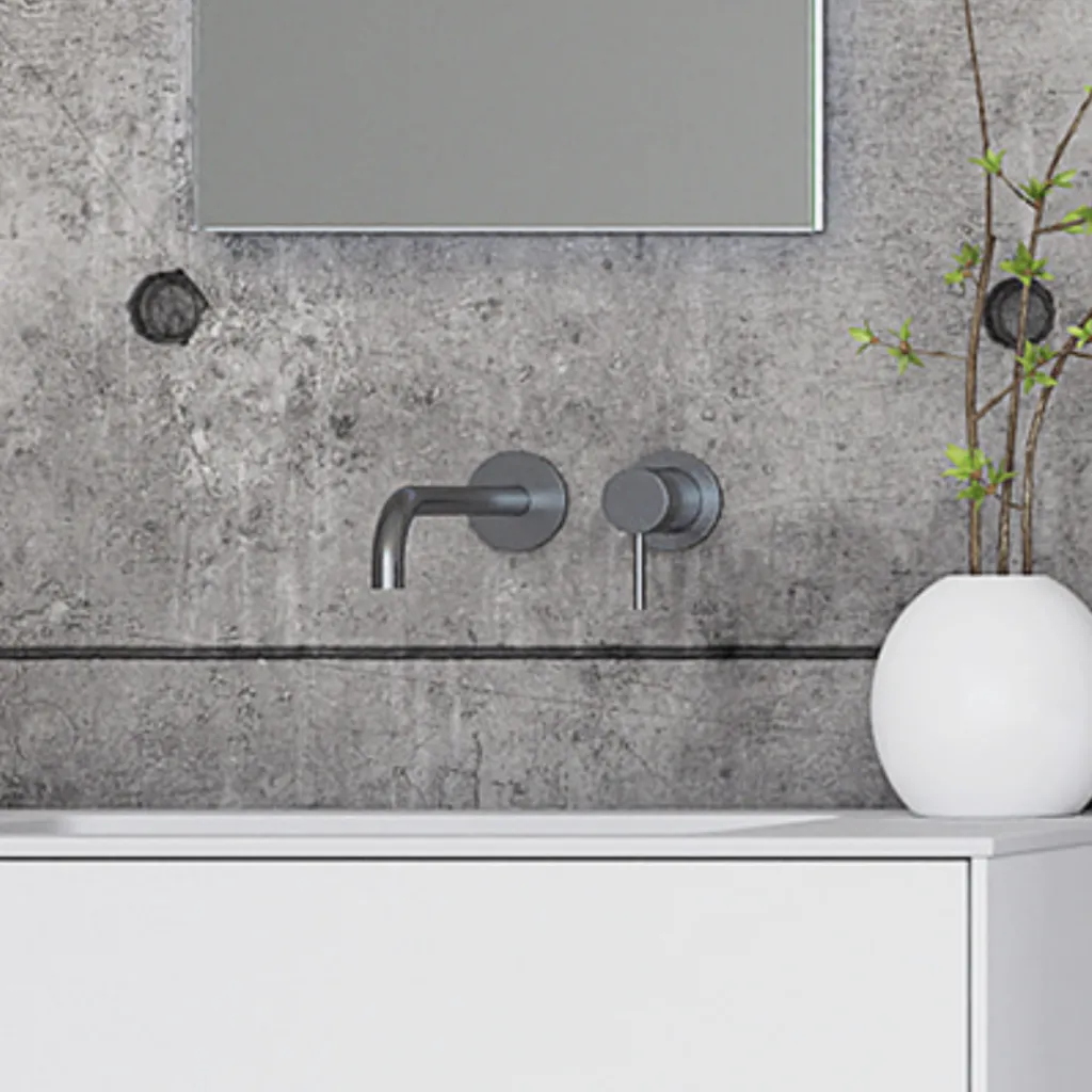 Semplice SHV502 - Single lever washbasin mixer, 22 cm spout, PVD Brushed Steel