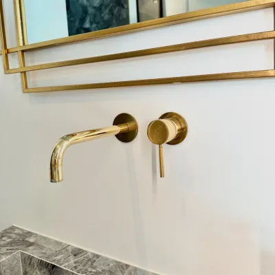 Semplice SHV502 - Single-lever washbasin mixer, 22 cm. spout, Polished Brass Natural