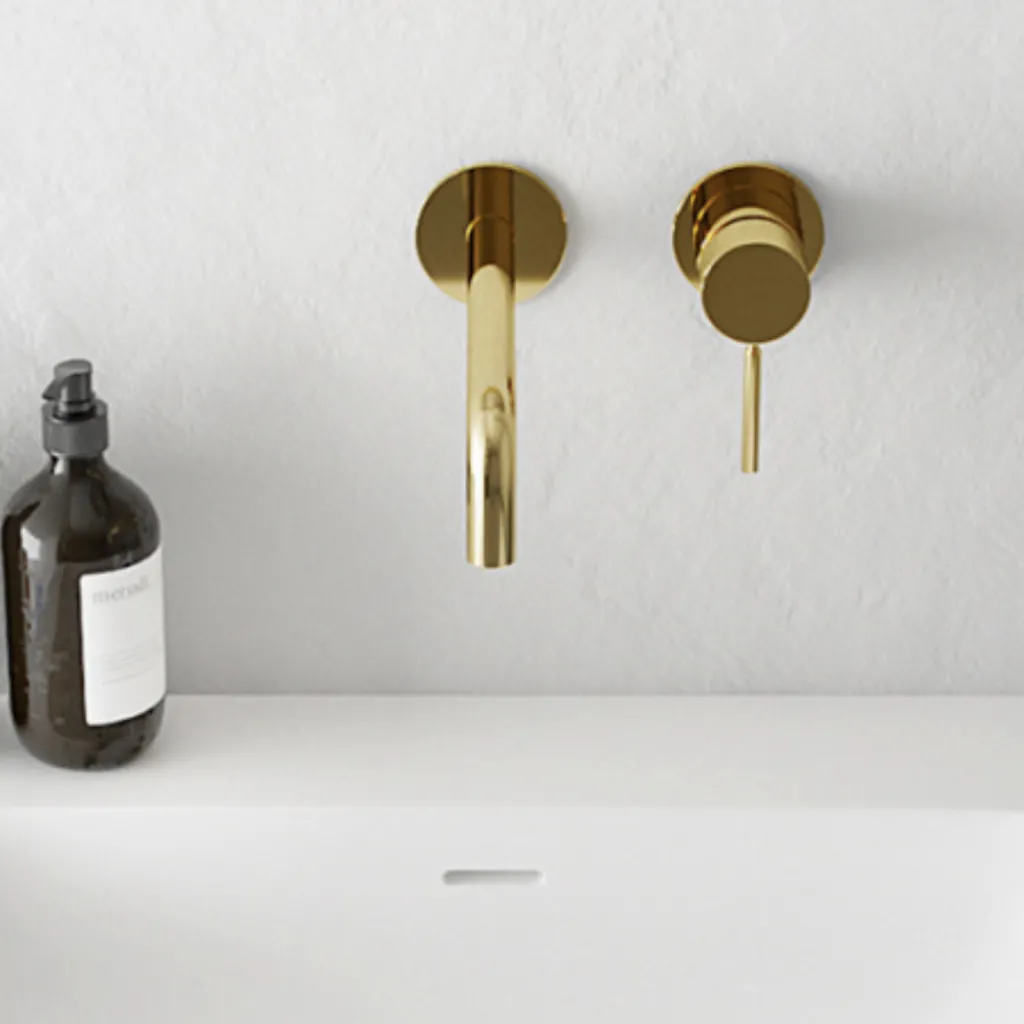 Semplice SHV502 - Single-lever washbasin mixer, 22 cm. spout, Polished Brass Natural